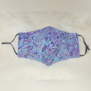 Purple paisley face mask w/ filter pocket
